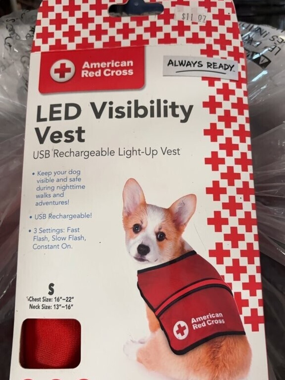 Dog Vest Small -American Red Cross LED Visibility Vest for Dogs